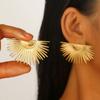 2024 New Fashion Fan-shaped Stud Earrings Stainless Steel High Quality Personality Earrings for Women Gold Color Punk Zircon