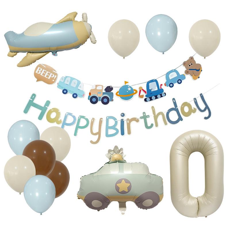 

Matte Aircraft Car Aluminum Film Balloon Set Birthday Flag Decoration 32 Inch Digital Scene Arrangement Baby Shower Matte aircraft car set 0
