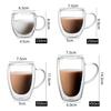 150/250/350ml Heat Resistant Glass Cups Double Wall Glass Coffee Cup with Handle Breakfast Milk Water Cup Clear Juice Beer Cups