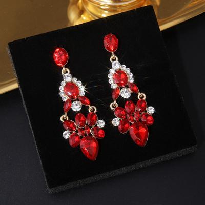 Yousheng 1 Pair Women Hanging Earrings Rhinestone Decor Lightweight Anti-slip Ear Jewelry Lady Prom Cocktail Party Daily Dangle Earrings