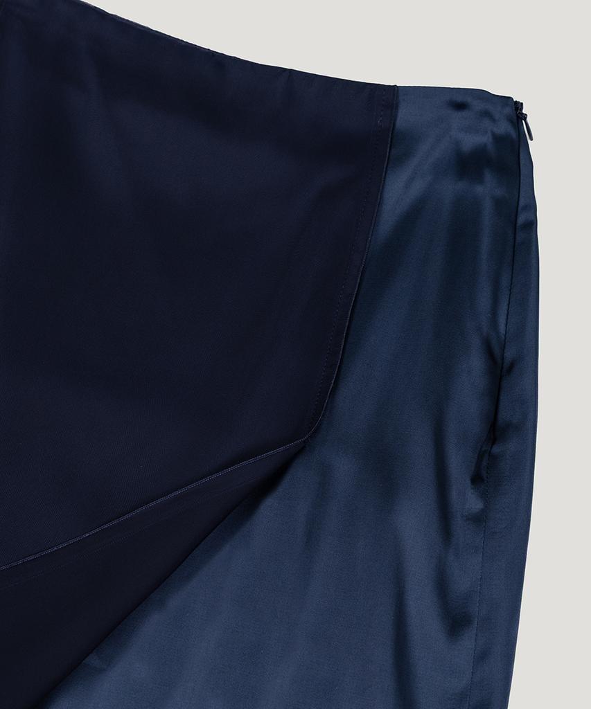 Eosseu Asymmetrical See-Through Layered Skirt (Navy)