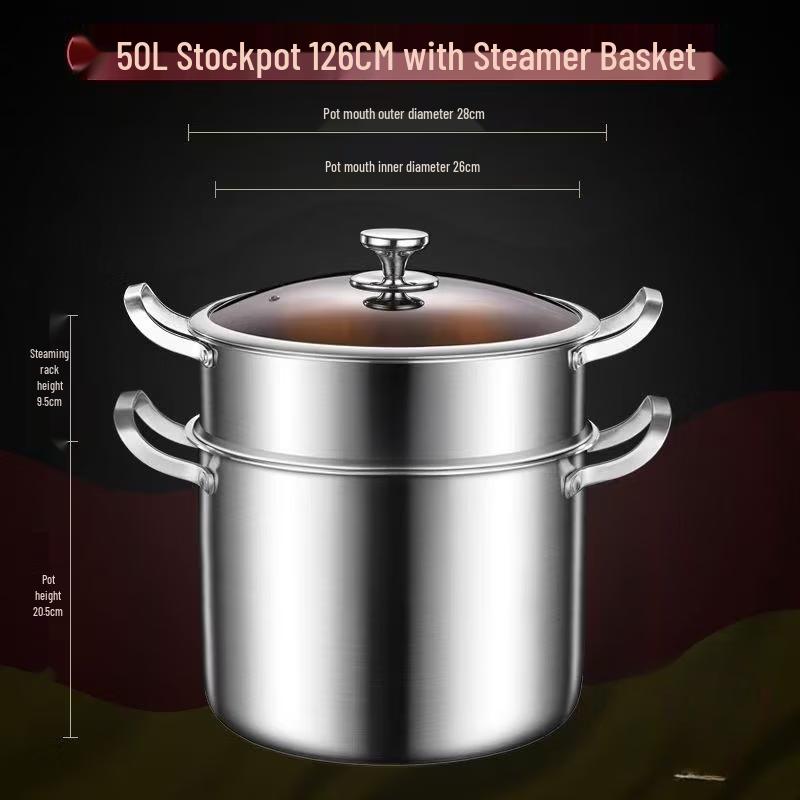 Zhuchuang Jingpin 316 Stainless Steel 26cm Deep Stockpot with Steamer