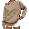Dam Casual Mode Färg Off-shoulder Långärmad Lös Tröja Med Fickor