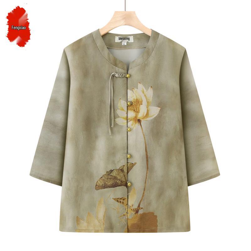 

Elegant New Chinese Style Summer Blouse Set for Senior Women 2XL