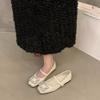 Fashion Women's Flat Shoes 2025 Spring/Summer Mary Jane Square Toe Anti Slip Elegant Banquet Crystal Rhinestone Women's Fashion Shoes
