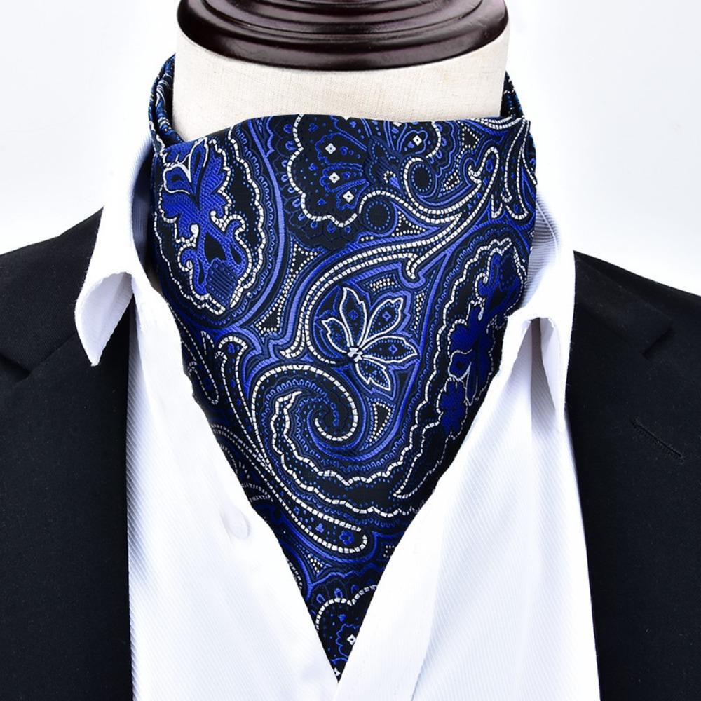 Floral Pattern Ascot Tie Paisley Polka Dot Self Tie Vintage Cravat Tie  Wedding Party