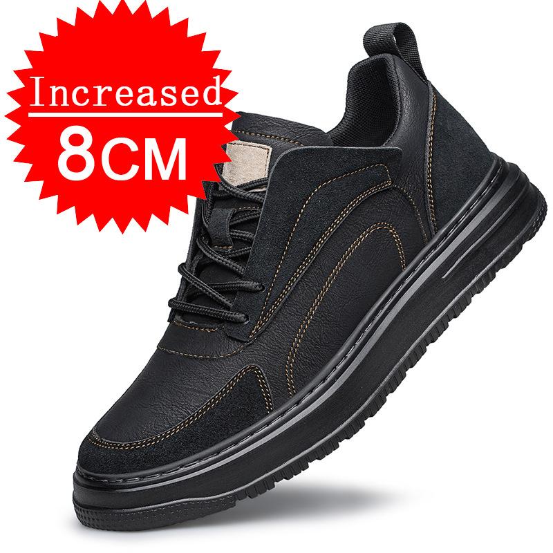 Outdoor Casual Shoes Genuine Leather Men Heightening Shoes Running Sport Shoes Retro Style Man Trainers Outdoor Shoes Size 36-47