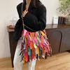 Indian Boho Style Leather Bucket Bag With Tassels And Pouch For Daily Casual Use