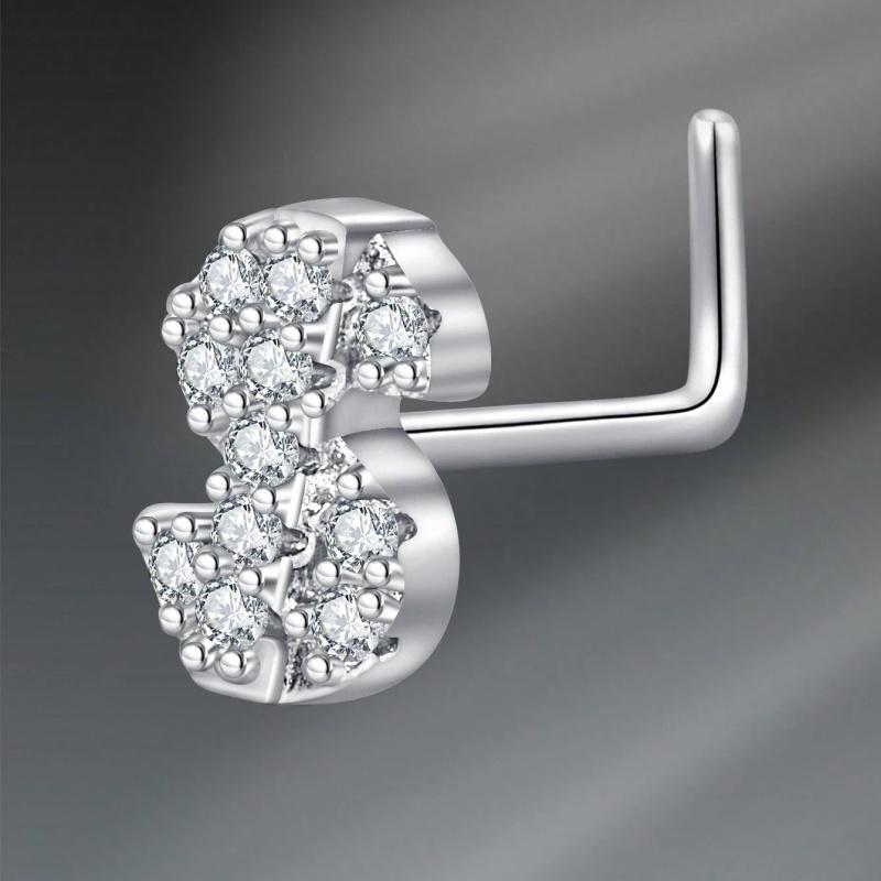 Argolas de Piercing de Nariz em L Coração Lua Fofo Zircônia Brilhante Cor Ouro Prata Piercing de Nariz Para Mulheres Meninas Joias de Narina