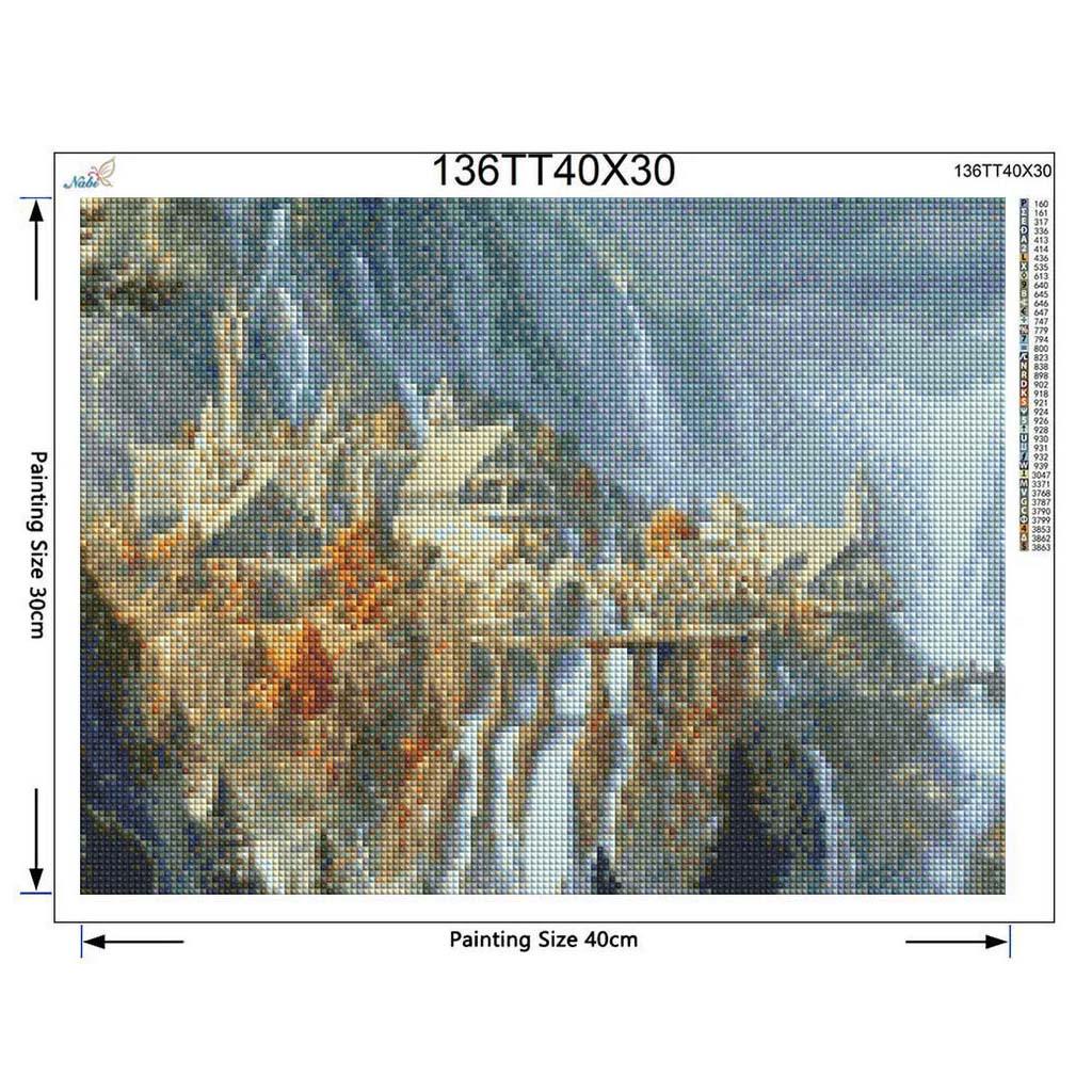 5d Diy Diamond Painting Nature Waterfall Sady křížového stehu Diamantový plný diamantový hrad se vzorem