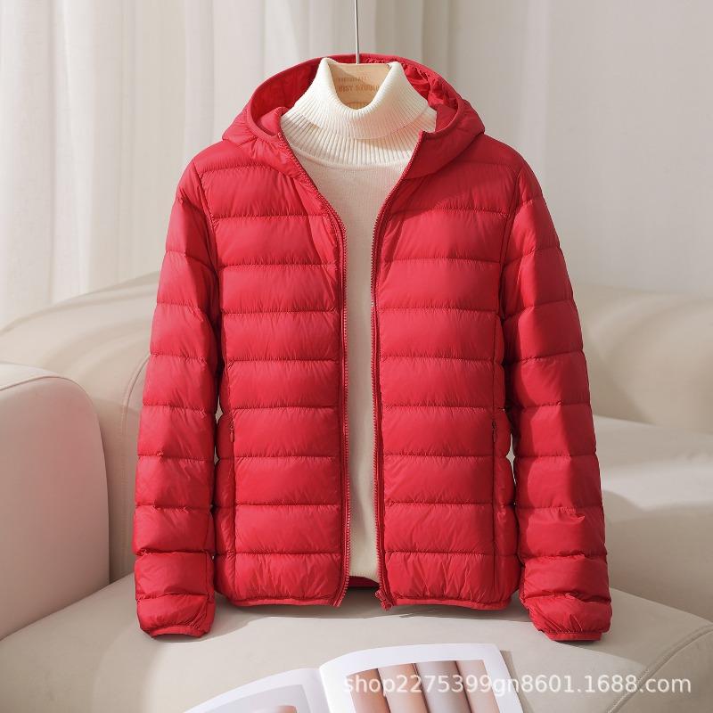 Autumn and winter new white duck down light down jacket women's short hooded slim light jacket Pinghu