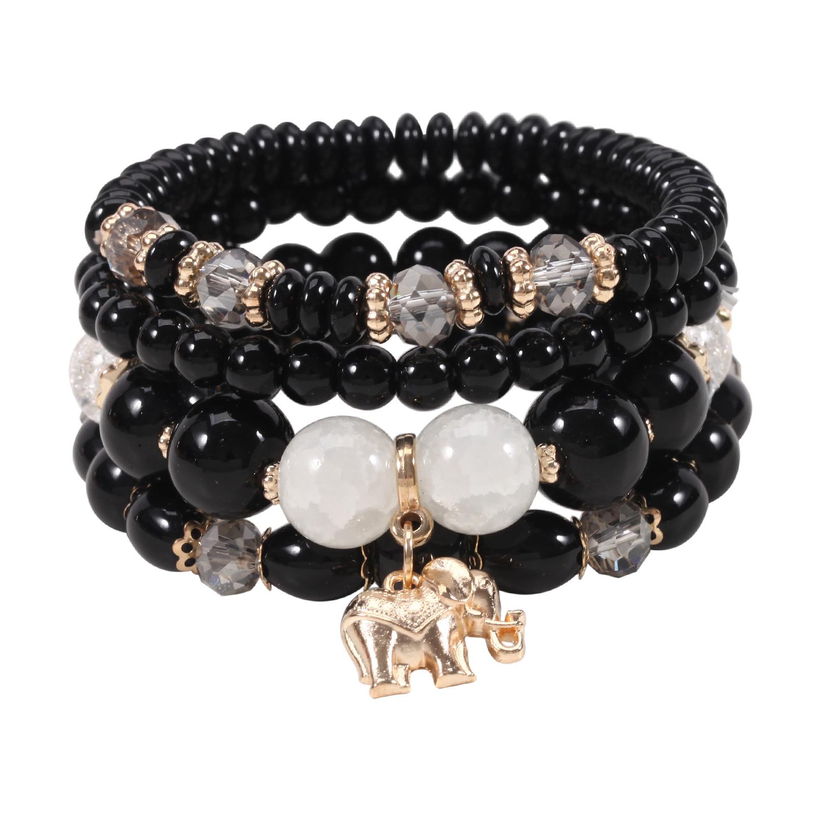 JYL TS Bracelet Bohemian Elephant  Attracts Strength & Prosperous Journey Black puce