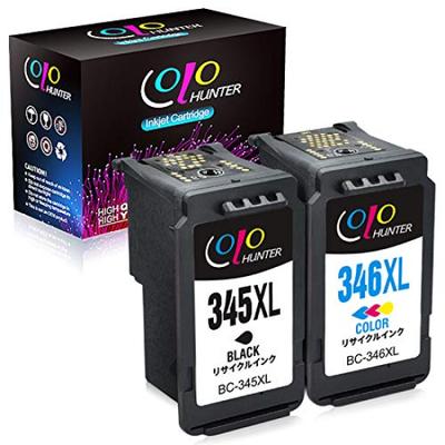 Colohunter Recycled Ink Cartridges for Canon with Remaining Compatible and BC-345XL + BC-346XL (Black + Color) 2-Pack 345+346, High-Yield, Indicator.