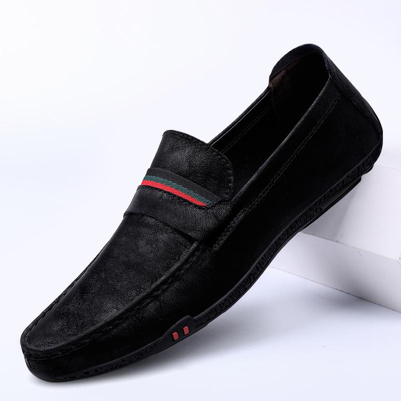 

Men s Genuine Leather Breathable Summer Loafers - Soft Sole, Trendy Frosted Leather Driving Shoes 44 чорний