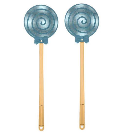 2Pcs Lollipop Fliegenklatsche Langen Griff Heavy Duty Leichte Hangable Breite Feine Mesh Indoor Outdoor Manuelle