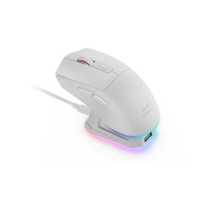 Mars Gaming Mm-t3 Wireless Mouse Rgb Optical Bluetooth 5.0 14400 Dpi Huano White Switches