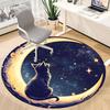 1pc Moon Cat Office Round Area Rug, Indoor Mat Suitable For Office, Under Office Chairs Bedroom Living Room Home Decor, Room Deco 042