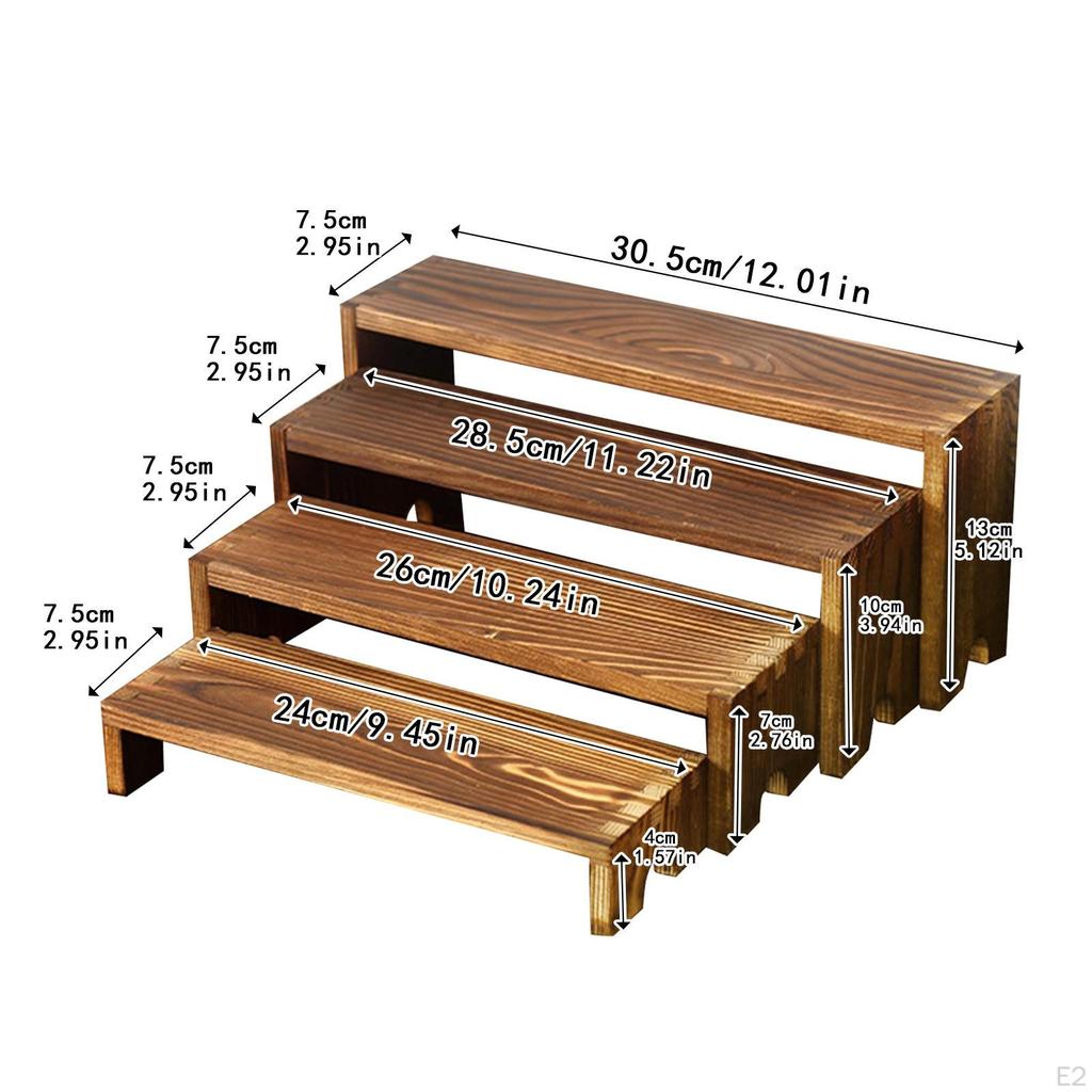 4Pcs Wooden Display Riser Stand Rustic Shelf for Men Women Perfume Organizer Dessert