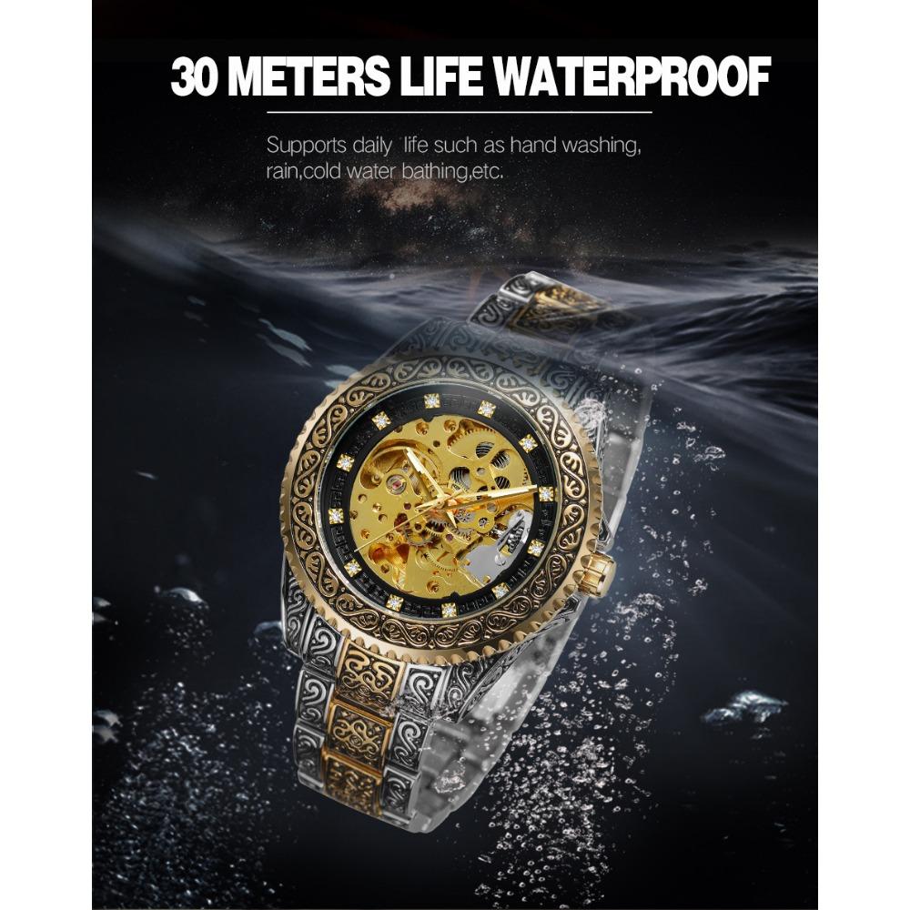 Forsining Stil Herrenmode Casual Hohl Vintage geschnitzt automatische mechanische Uhr