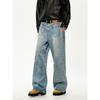 Men's Autumn American Retro Niche Reverse Wash Denim Pants Unisex Loose Casual Wide-Leg Floor-Length Pants