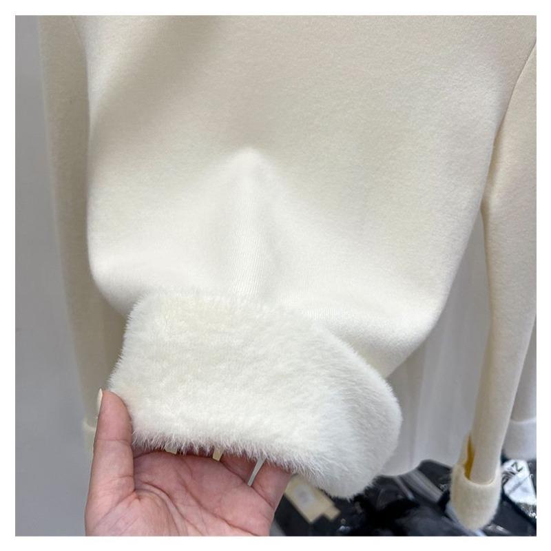 Hairy Stand Up Collar Sweater for Women's Winter New Style Warm and Thick Pullover Sweater Popular Fashion Base Top