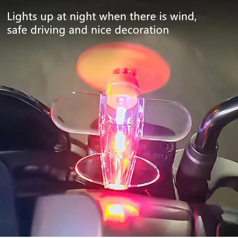 Wind-Powered LED Safety Light for Bike Motorcycle - No Battery Airplane Shape Warning Lamp 80mm