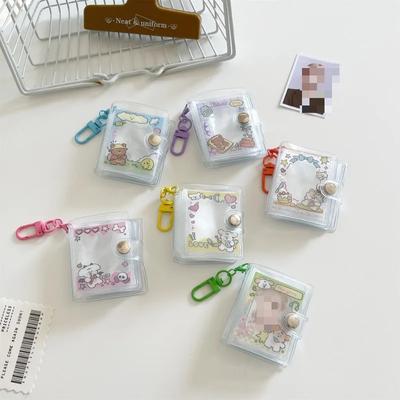 Cartoon Mini Album Keychains 2-inch ID Photo Sticker Storage Book Fans Key Chains for Women Bag Pendant Decoration