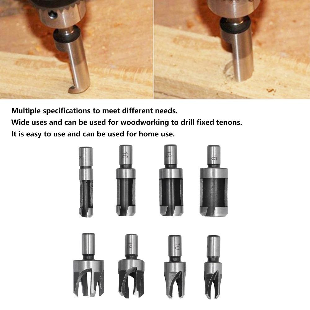8pcs Straight and Tapered Taper Wood Plug Cutter Drill Bit Set Woodworking Drilling