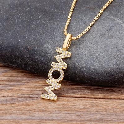 

Nidin Fashion Forever Love Amore Letters Pendant Necklaces for Women Cubic Zirconia Birthday Party Jewelry Girl Friend Gifts