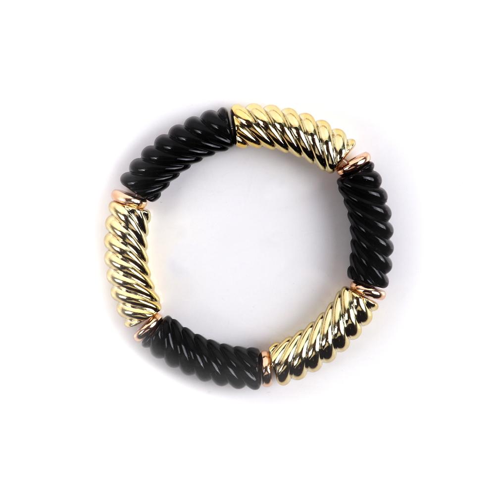 Bohemain Acrylic Twist Bamboo Stack Elastic Bracelets for Women Men 2025 Colorful Resin Tube Beads Bracelet Bangle Jewelry Gift