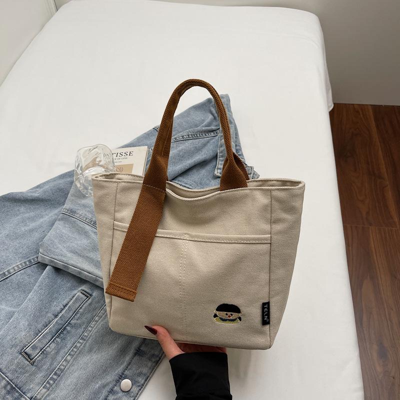 Новая вышитая утолщенная холщовая сумка модная женская сумка-портфель большая вместимость рабочая сумка для поездок на работу