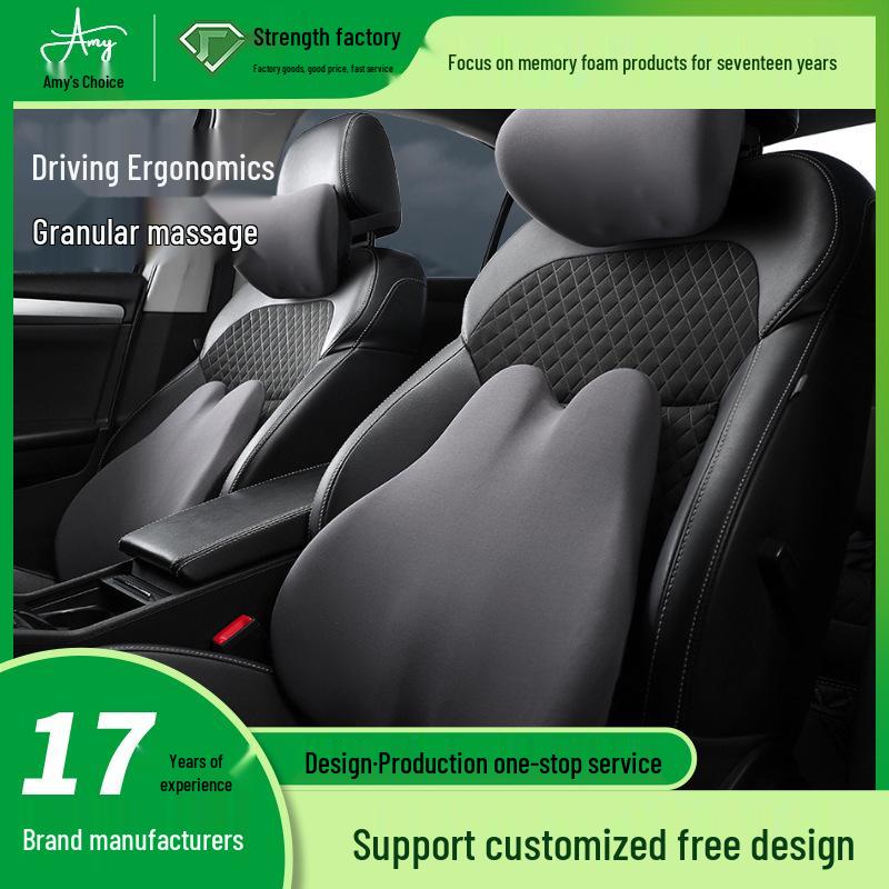 Memory Foam Lumbar and Neck Support Car Cushion Set
