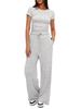 Women's 2-Piece Casual Set: Ruffle Sleeve Top & High Waist Wide Leg Pants Sportswear