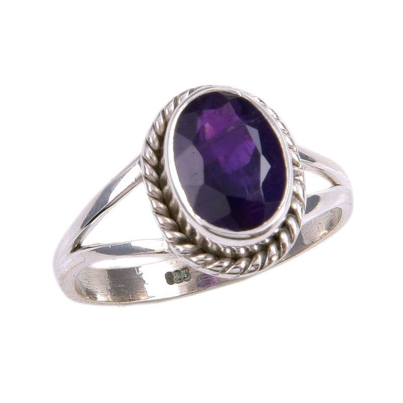 Natürlicher afrikanischer Amethyst Edelstein 925 Massiv Sterling Silber Geschenkring Gr.7 N5p29