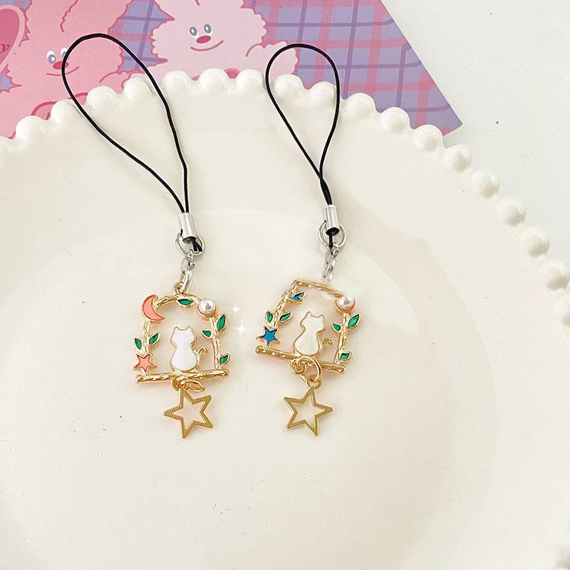 Cute Flower Phone Rope Keychain Pendant Phone Case Strap Women Girls Telephone Jewelry Anti-Lost Lanyard Hanging Cord Keychain