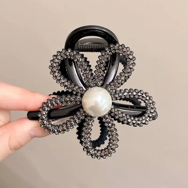 

Хрустальная заколка-краб для волос с цветком из стразов, большой размер, цветочный геометрический зажим-акула, милый элегантный женский аксессуар для волос