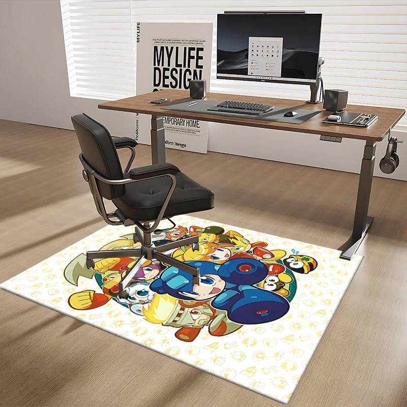 1pc Mega Man Anime Cartoon Design Office Chair Mat Non-Slip Carpet for Home Decor Living Room Bedroom Game Room Gift All Seasons Universal.Y047