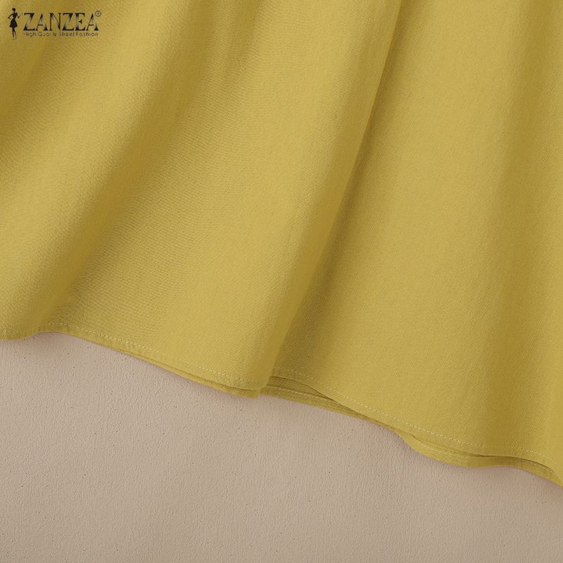 ZANZEA Women Lace Crochet Patchwork V-Neck Casual Long Sleeve Blouse