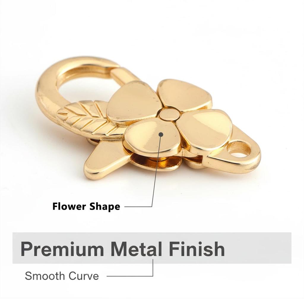 5pcs Flower Spring Clips Trigger Snap Buckle Clasp Keyring Hook Clip for Keychains Bags Purses DIY Purse Hook