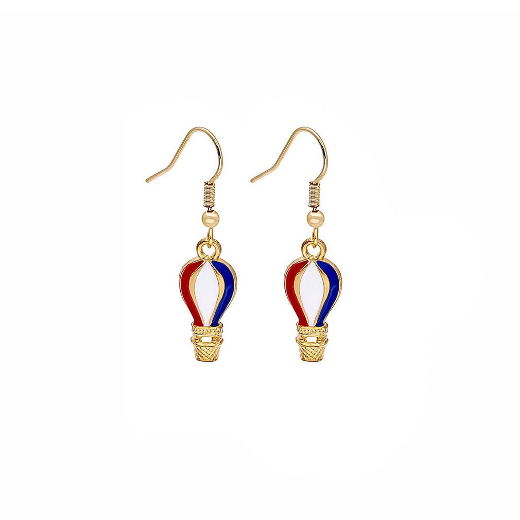 Trendy Geometric American Flag Drip Oil Earrings for Women - Independence Day Ear Cuffs