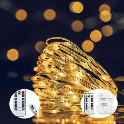 Outdoor Waterproof LED String Lights with USB Remote Control - Battery-Powered Decorative Lights for Festivals and Christmas
