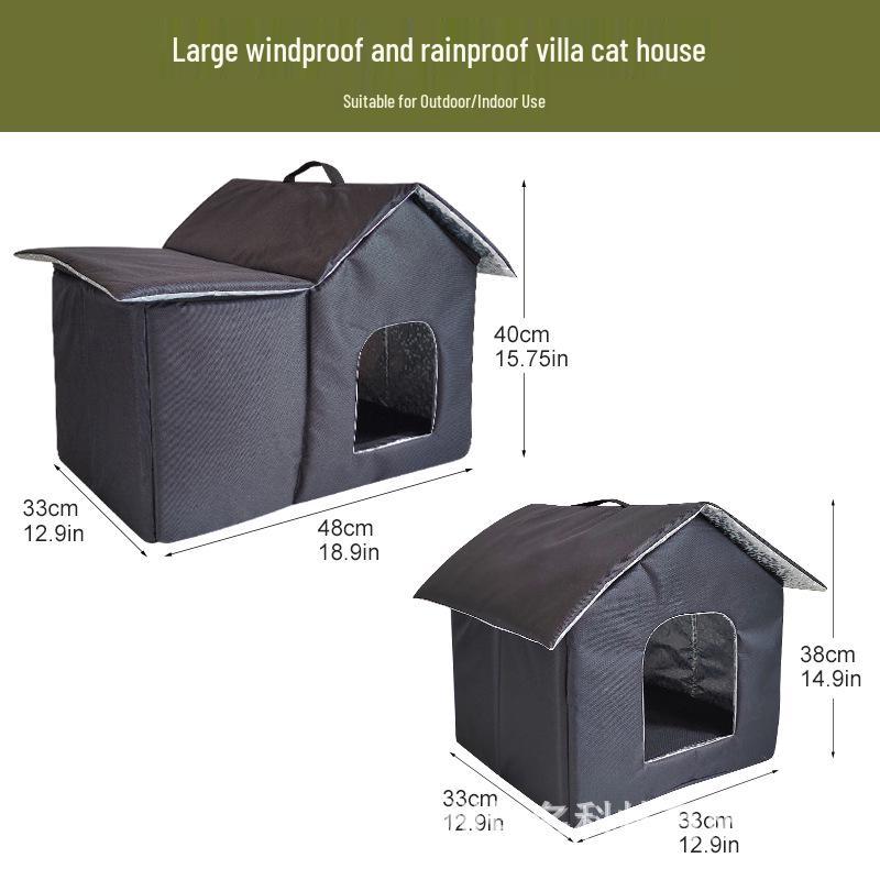 Waterproof Outdoor Cat & Small Dog Shelter - Rainproof, Cold Protection, Warm Tent House