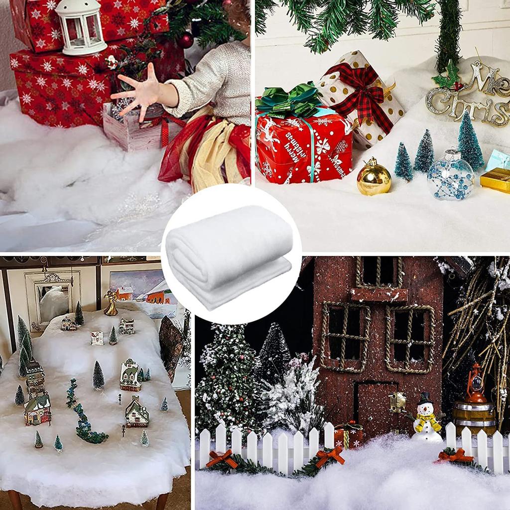 4 PCS 120cmx33cm Simulated Snow Artificial Snow Blankets Reusable Realistic Christmas Decorations Photo Props Holiday Decoration