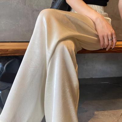 Kadın Yüksek Bel Günlük Yazlık Bol Pantolon Buz İpeği Bilek Boyu Uzun Pantolon Kadın Bol Pantolon Geniş Paça Pantolon