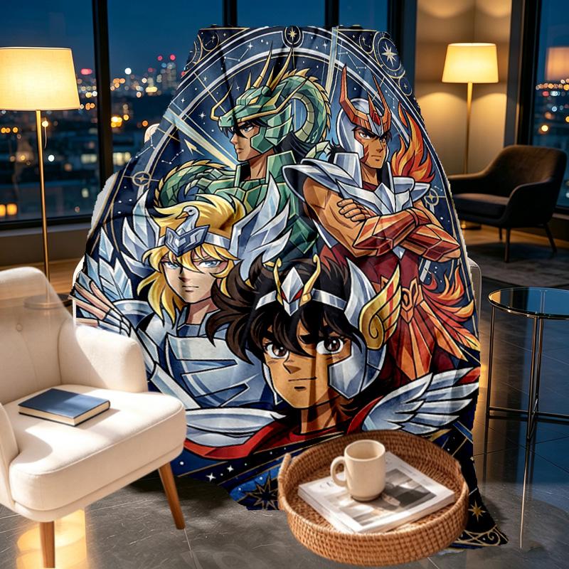 Saint Seiya Print Blanket - Soft & Comfortable, for Bedroom, Travel, Sofa, Home Decoration - Birthday Christmas Gift for Friend