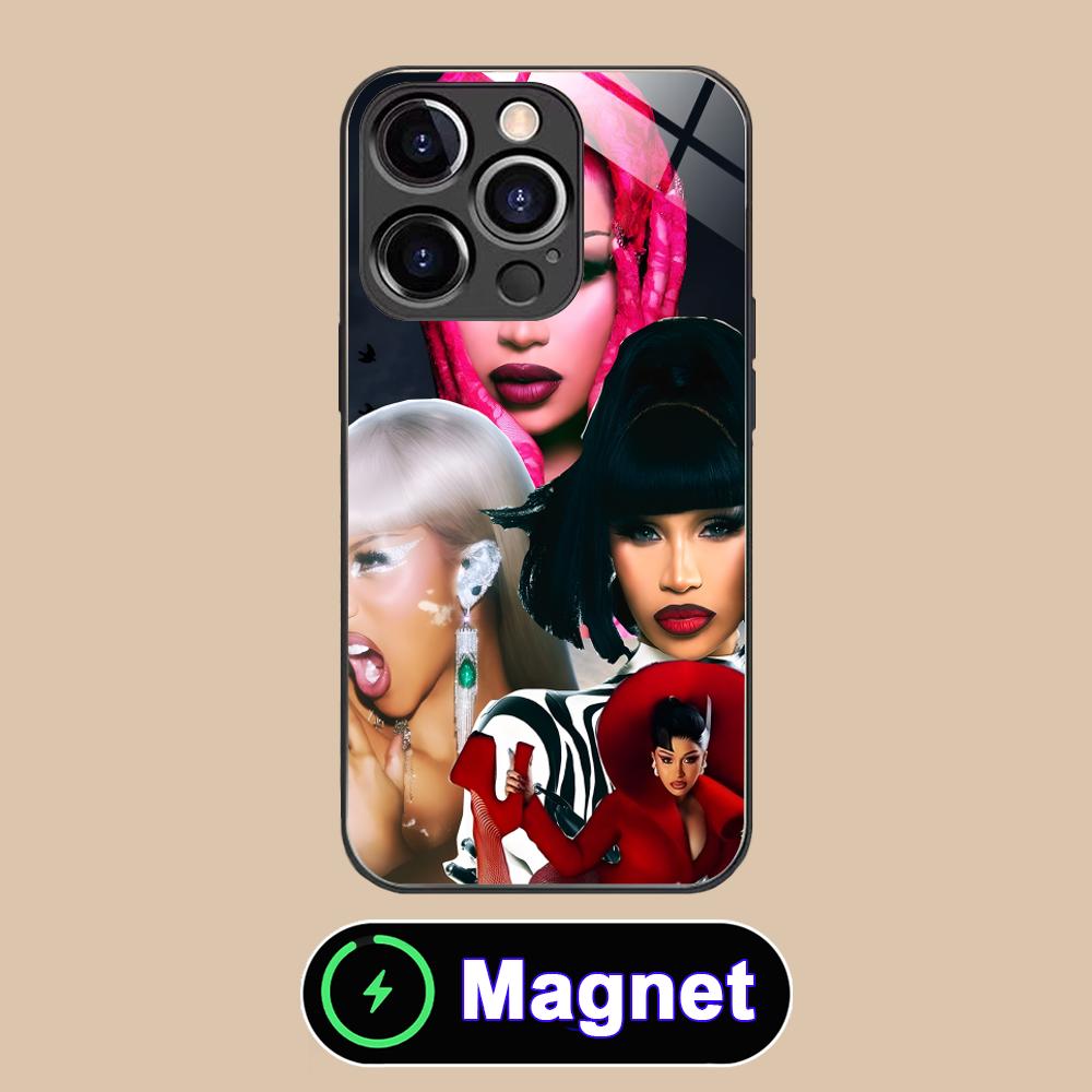 

Cardi B Glass MagSafe Mobile Phone Case for iPhone 17 16 15 14 13 12 11 Air Pro Max Plus Mini Colorful Cover iPhone 11 Pro Max