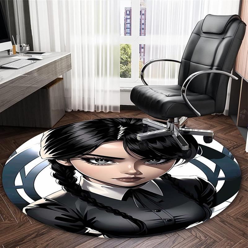 1pc Addams Family Wednesday3 Print Round Carpet Chair Round Carpet Suitable for Bedroom Living Room Home Decorative Carpet