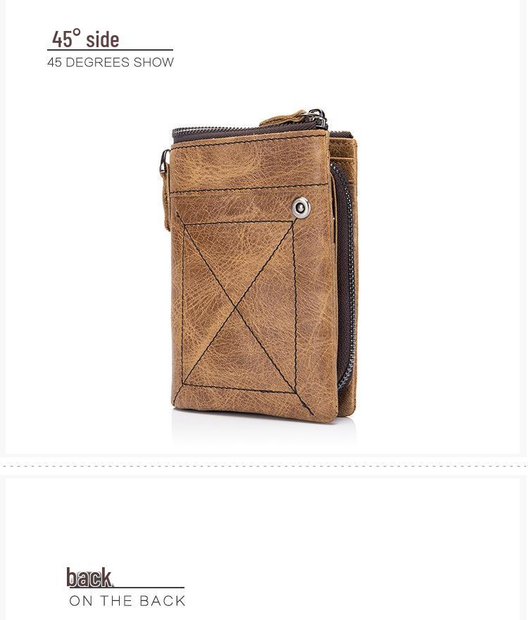 Portefeuille Vintage en Cuir Véritable pour Homme - Cuir de Vachette Pleine Fleur, Fentes Multi-Cartes, Porte-Billets, Porte-Monnaie et Porte-Cartes