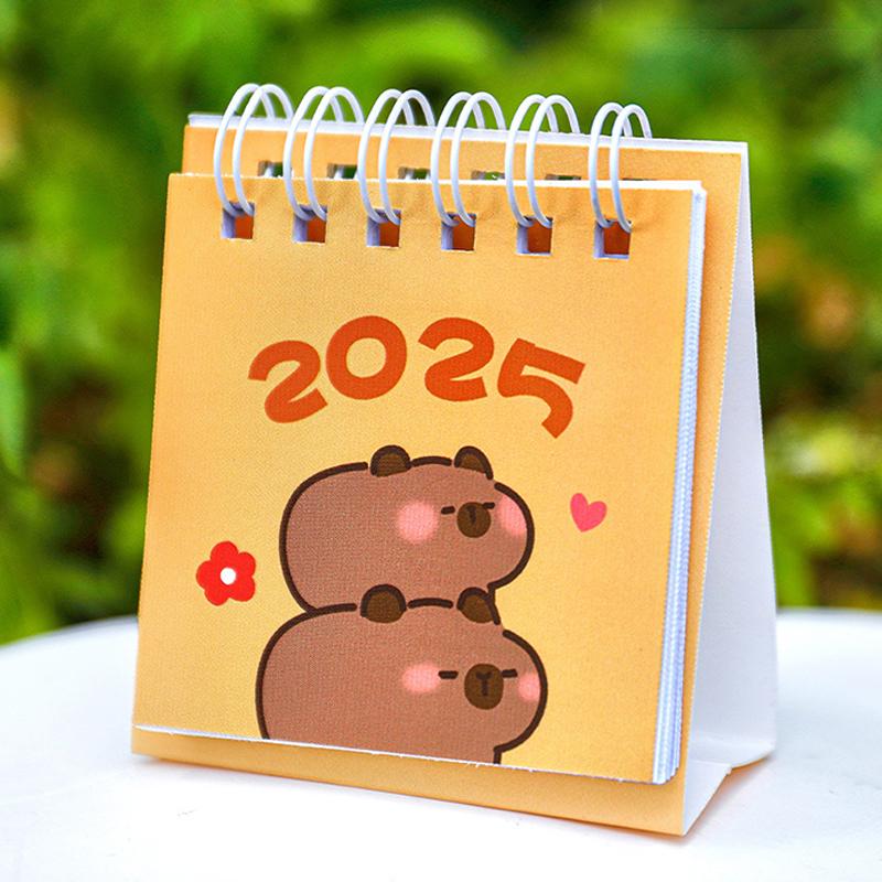 Creative Mini Cartoon Desk Calendar Cute Portable Capybara Pocket Calendar Desktop Small Decoration Office School Supplies Gifts