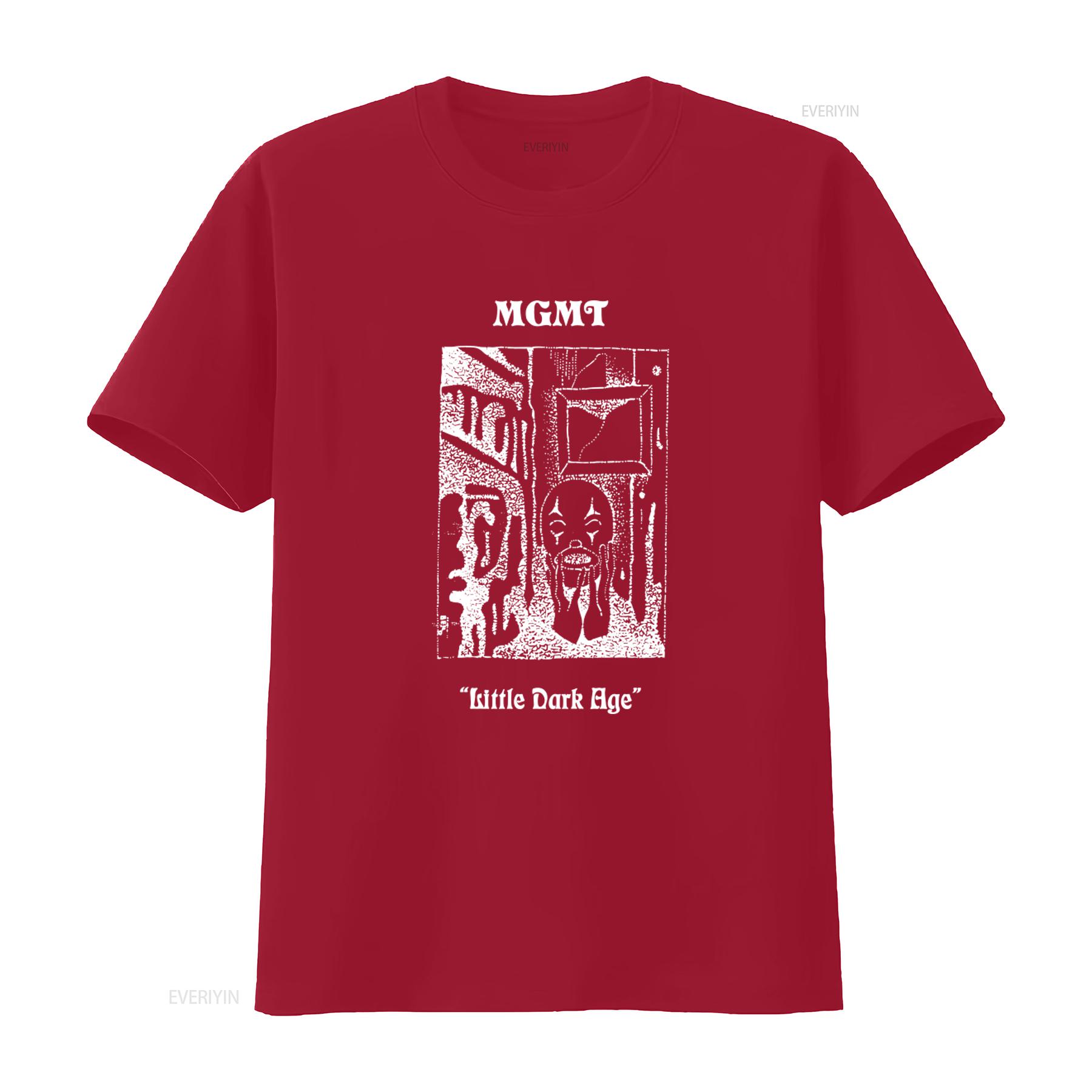 MGMT Band Little Dark Age Album Cover Art T shirt Merch for Fans vintage Washed Top For Everyday Wear Comfortable Slightly S